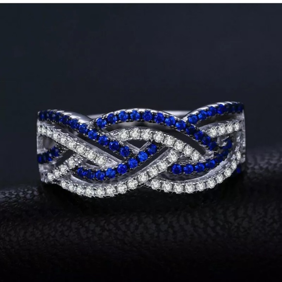 Infinity Ring S925 Silver Jewelry Blue Sapphire - Picture 3 of 4